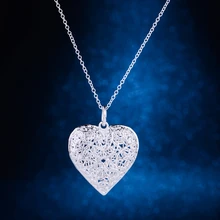 silver plated Necklace,silver Pendant fashion jewelry , cordiform hollow shiny /gfwaoxda hxeaqola LQ-P218