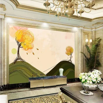 

Custom wallpaper European American hand-painted alpine tree living room TV background wall decoration