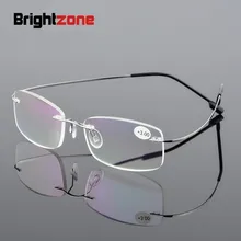 Brightzone складные сверхлегкие дальние очки для чтения для женщин, металлические очки для пожилых людей, бескаркасные брендовые дизайнерские Классический прозрачный