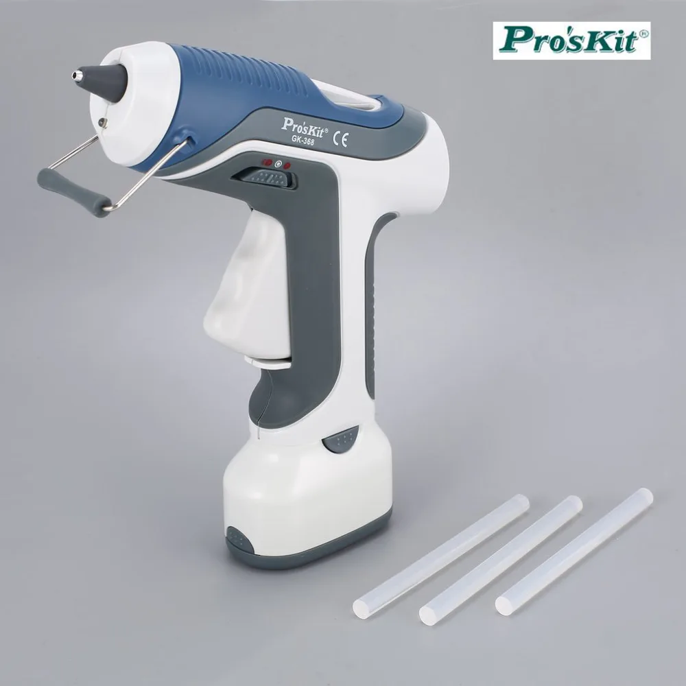

Proskit GK-368 7W 6V Cordless Hot Melt Glue Gun+ 3pcs 7.5mm Glue Sticks For DIY Craft Model Sticks Professional Power Tool