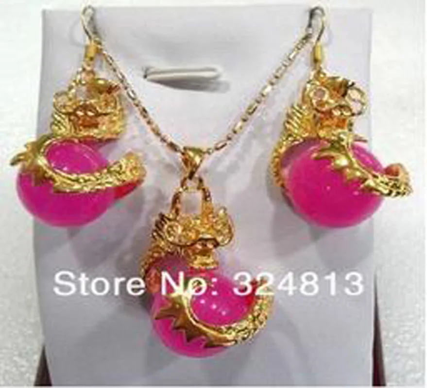 

New Women's fashion 12mm / pink / dragon earring pendant set AA05520