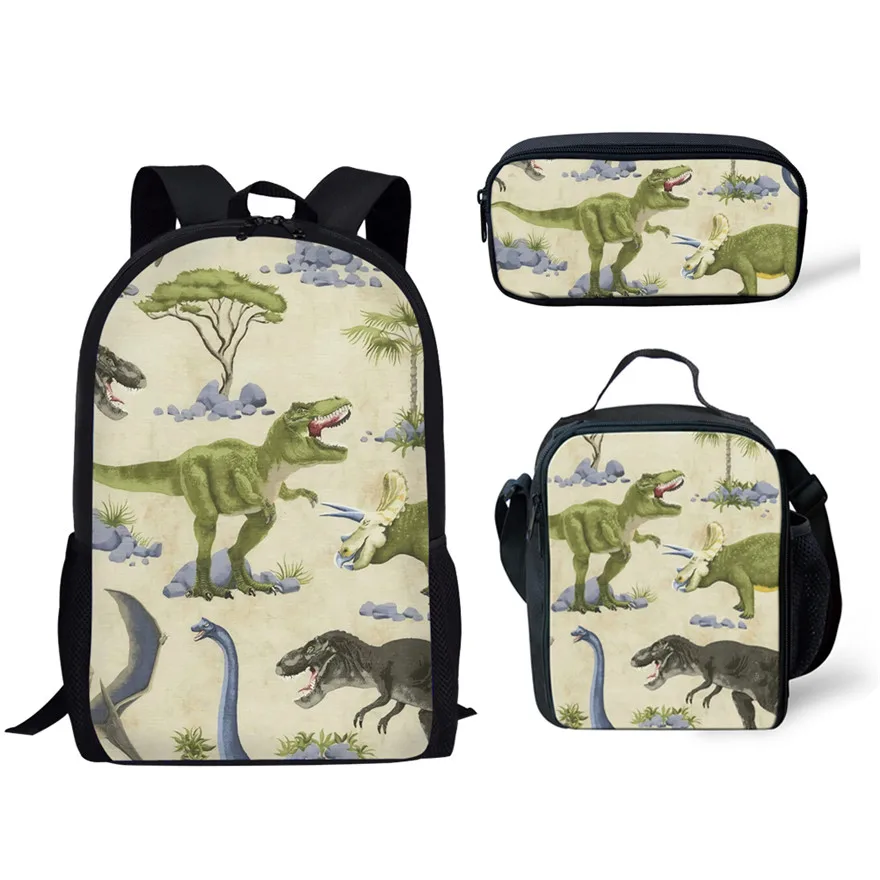 FORUDESIGNS/мальчиков Дино школьные сумки для детей динозавр Тираннозавр Рекс Динозавр печати Школьный рюкзак для детей 3 шт./компл. школьный Bolsa - Цвет: P6209CGK