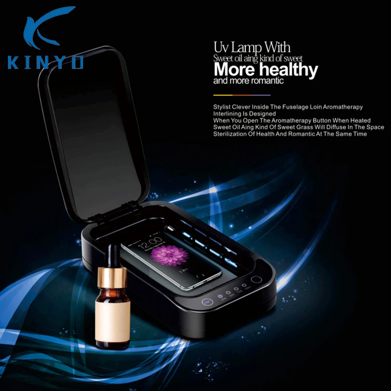 

Kinyo 2018 new automatic voice multifuntional mobile phone sterilizer with big ultraviolet lamp from two sides and USB outlet