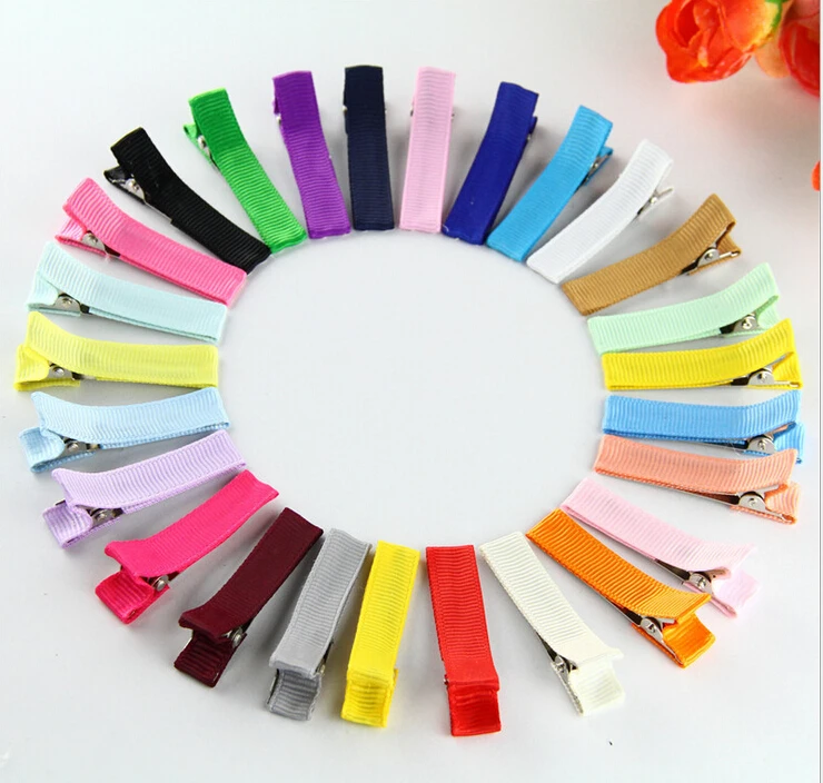 

40pcs hair Accessory 1.8" covered Ribbon lined Single Prong Alligator Hair Clip For Girl hair bows Hairpins Headwear FJ3206