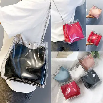 

2019 Newest Fashion Women Clear Transparent Shoulder Jelly Candy Summer Beach Handbag Messenger Bag