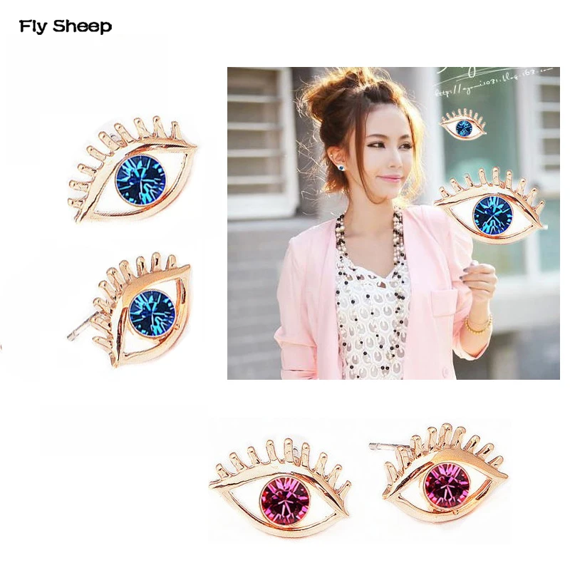 Stainless Steel Earrings Big Eye shape Stud Earrin...