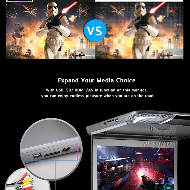 Cheap 11.6 inch Full HD 1920*1080 TFT Car Monitor Roof Mounted Overhead for Car Flip Down Monitor-Set Video Player Display USB SD HDMI 8