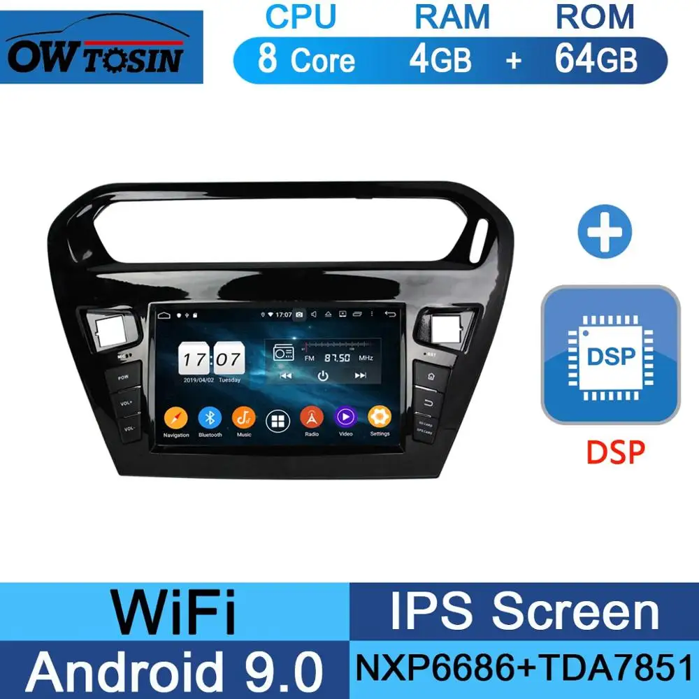 " ips 8 Core 4G ram+ 64G rom Android 9,0 автомобильный dvd-радио GPS для peugeot 301 Citroen Elysee радио 2013- DSP CarPlay Parrot BT - Цвет: 64G DSP