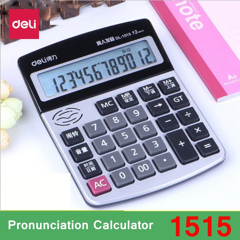 Deli 1515 настоящий надпись 12 цифр AAA аккумулятор калькулятор настольный