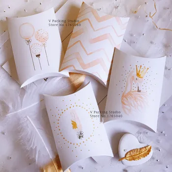 

200pcs/lot Crown Swan Feather Balloon Pillow Box Macarons Cake Box, Chocolate, Muffin Biscuits Box Baking Package