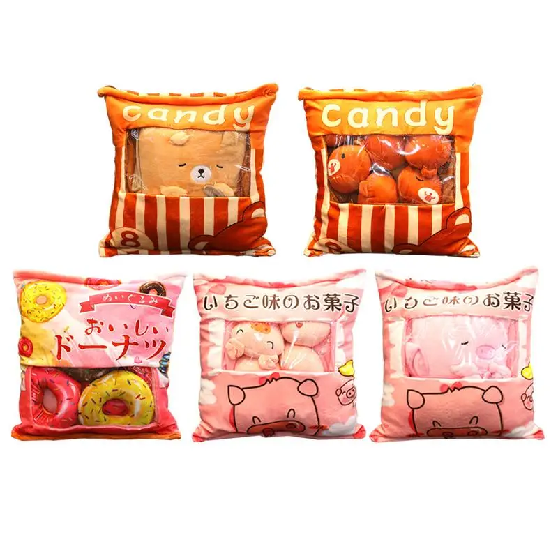 

Japanese Style A Bag Of Donuts Bears Pig Snacks Pillows Dolls Net Red Blanket Plush Dolls Super Soft Girl Heart Plush Toys