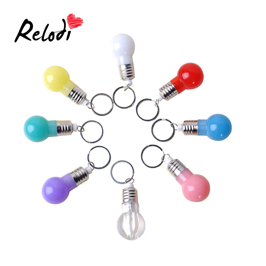 

Relodi Mini LED Light Bulb Keychain Key Ring Illuminate Candy Color Flashlight Lamp Pendant Key Fob Christmas Gift SP1960