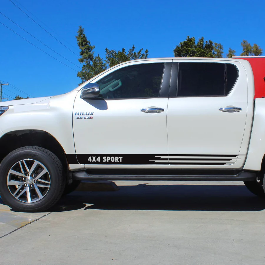 

free shipping 3 PC 4x4 sport racing styling door body side stripe graphic vinyl and tail gate car sticker for TOYOTA HILUX