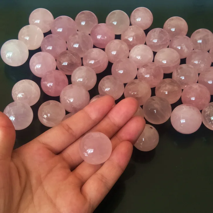 

10Pcs Pink Small Ball Raw Gemstone Polished Crafted Fashion Gifts Magic Quartz Stone Ball Crystal Home Decoration
