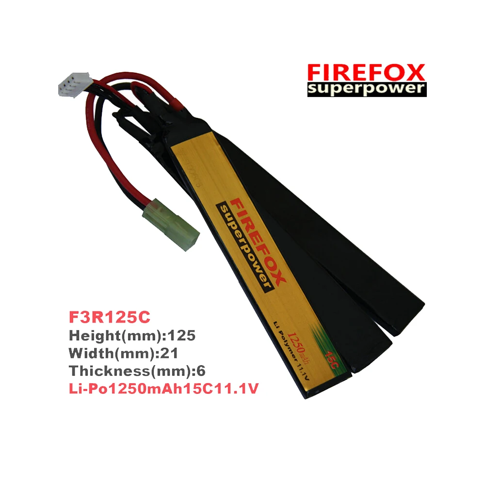 

1pcs 100% Orginal FireFox 11.1V 1250mAh 15C Li-Po Polymer 3 cell Battery AEG Airsoft Battery F3R125C