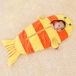 Новорожденный ребенок спальный мешок милые рыбы младенческой Sleepsacks зимнее теплое детское постельное белье Детские коляски Чехлы для