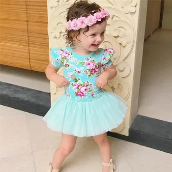 

2018 Baby dress Girls Dress Floral Cute Baby Girl Floral Tutu Short Sleeve Princess Dress Toddler clothes girls clothing kids
