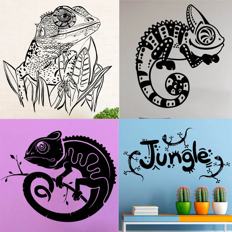 20 Desain Chameleon Stiker Dinding Kartun Kadal Vinyl Decals Hewan