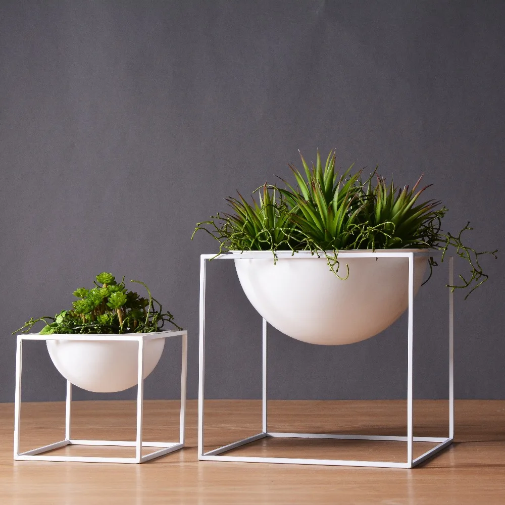 Noir De Table Imperméable Cube Metal Fleur Plante Pots Indoor Home Office Decor