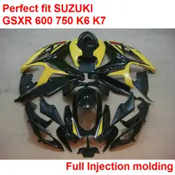 Литья под давлением пластиковые обтекатели для Suzuki GSXR600 GSXR750 k6 k7 06 07 желтый черный обтекателя комплект 2006 2007 IY101