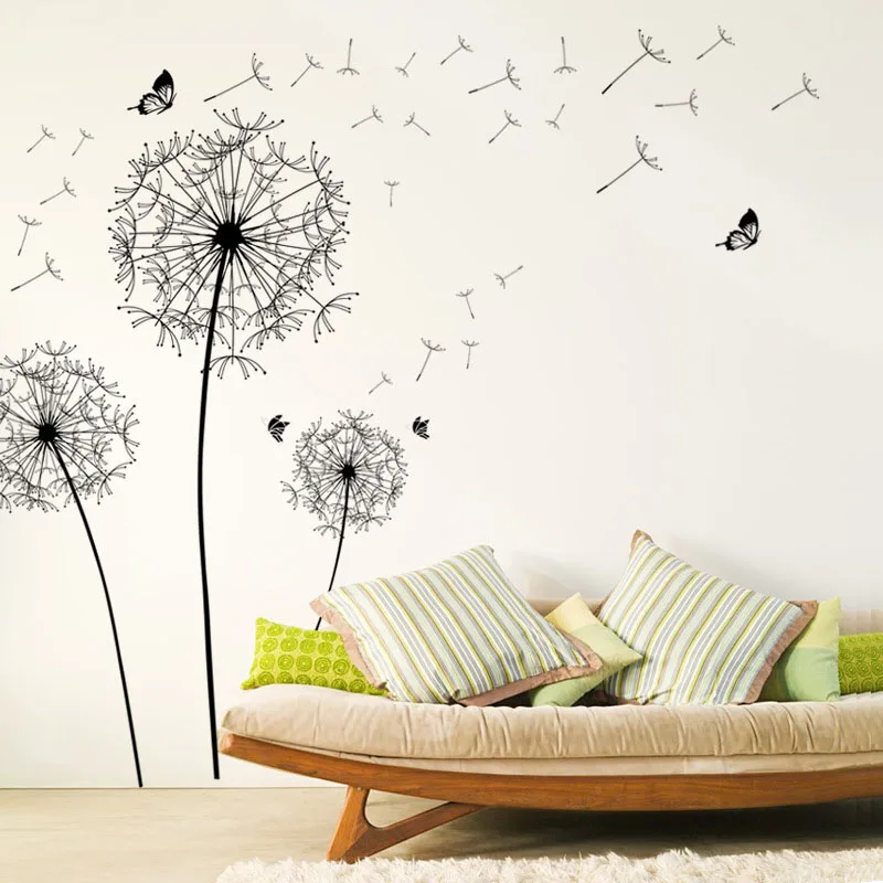 Butterfly Flying In Dandelion bedroom living room sofa background stickers Style Wall Stickers Original Design furnit art decal