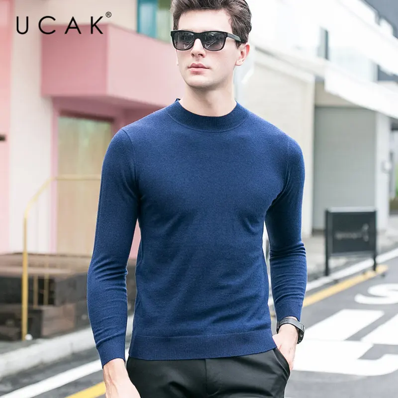 UCAK Brand Sweater Men Pure Merino Wool Pullover Men Autumn Winter Turtleneck Cashmere Sweaters Classic Casual Pull Homme U3007 UCAK Brand Sweater Men Pure Merino Wool Pullover Men Autumn Winter Turtleneck Cashmere Sweaters Classic Casual Pull Homme U3007