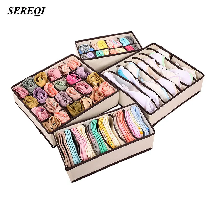 SEREQI 4 шт. бежевая домашняя поставка для хранения коробок галстуков носков шорт