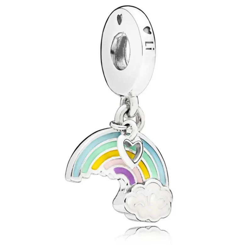

925 Sterling Silver Bead With Colours Of The Rainbow Polishing Enamel Bead Fit Original Pandora Charm Bracelet Authentic Jewelry