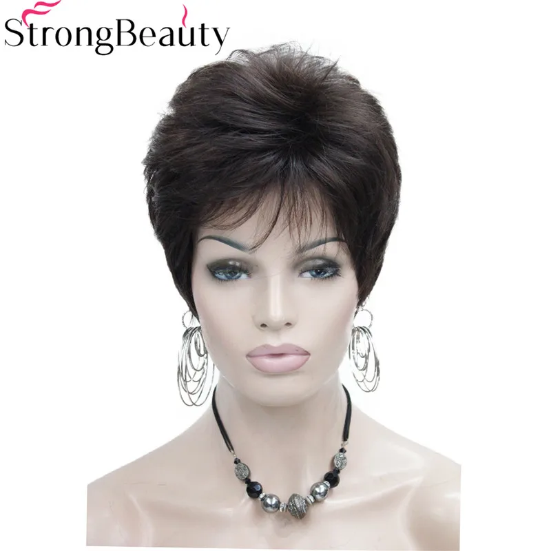 StrongBeauty короткие прямые синтетические красные оранжевые коричневые светлые парики высокие термостойкие полный парик много цветов на выбор