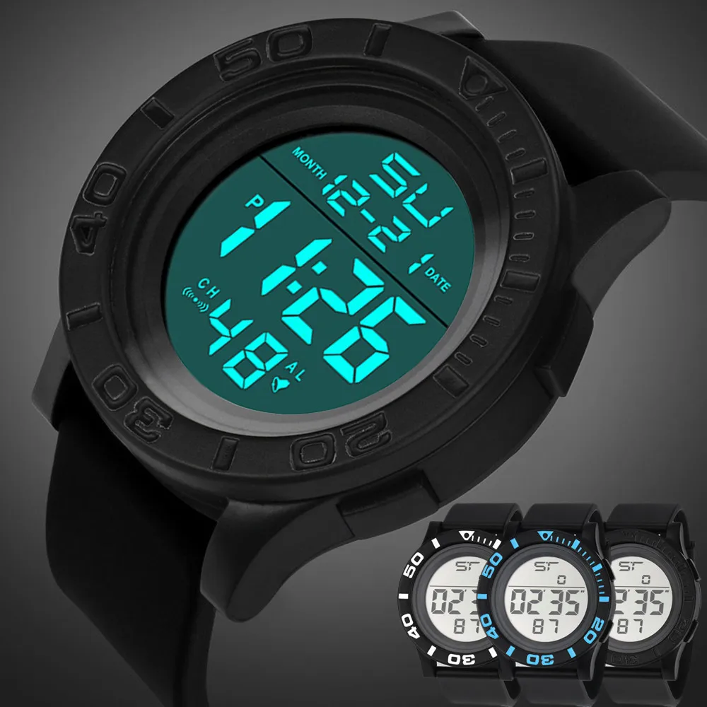 NEW Fashion Alarm Function Men's LED Digital Date Countdown Timer Sport