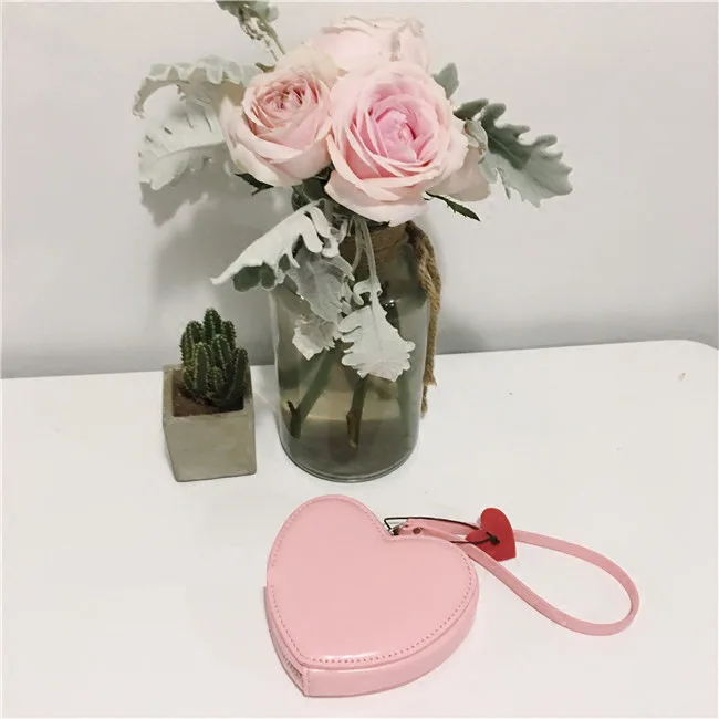 Модный корейский шикарный женский кошелек с сердечком, маленький кошелек из искусственной кожи для монет, женский клатч на молнии, кошелек для денег, держатель для банковских карт, сумка - Цвет: pink