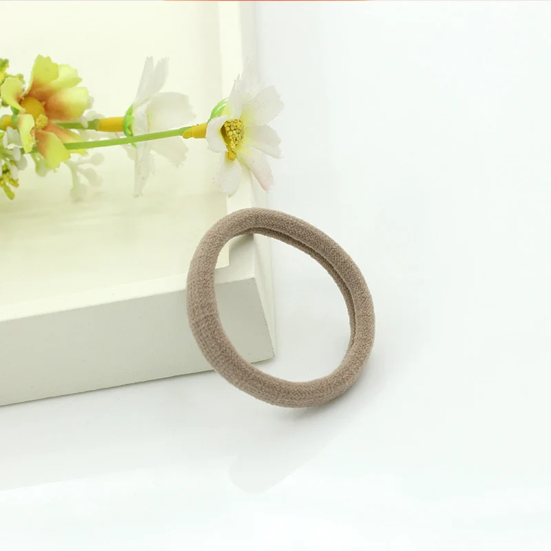 5pcs Women Girls High Elasticity 4cm Medium Thick Rolled Towel Hair Rope Candy Solid Color Rubber Band Ring Ponytail Holder