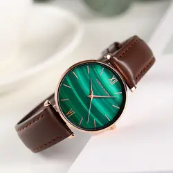 2019 Новое Женское платье часы модные Зеленый Мраморный часы для женские кварцевые часы с кожаным ремешком, Водонепроницаемый Наручные часы