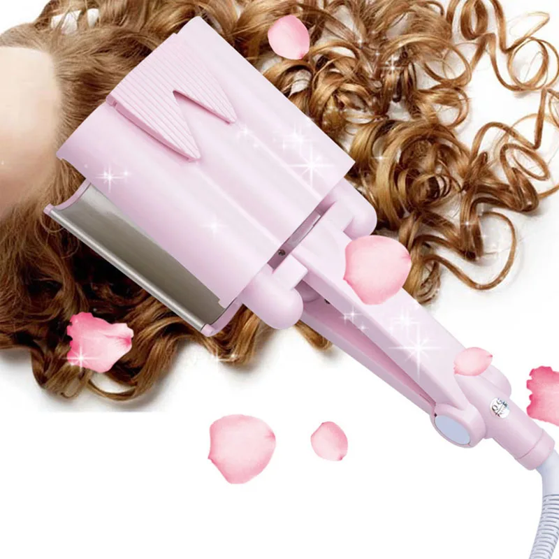 

32MM Tourmaline Electric Ceramic Three Tube Hair Curler Roller Water Curling Iron Curl Styler Modeling Tools 3 Barrel Tourmaline