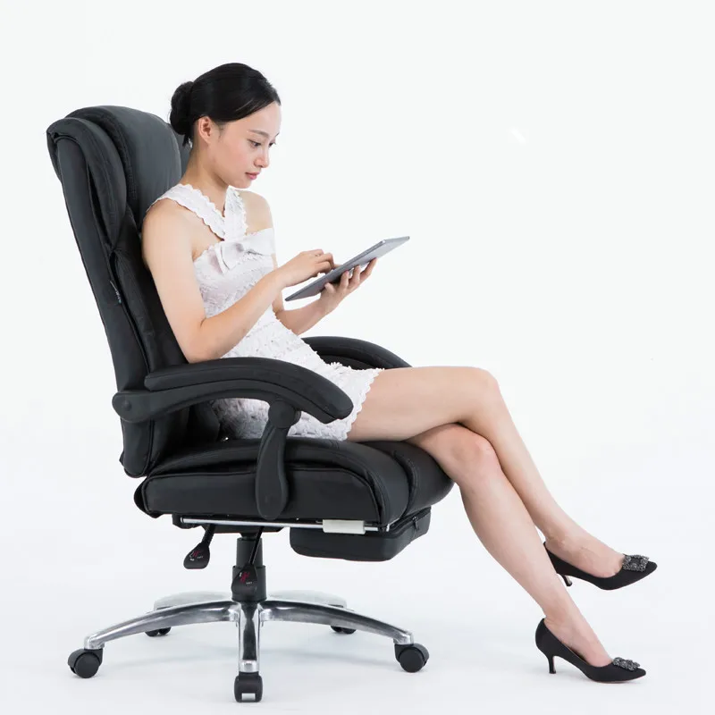 Cowhide Massage Office Chair Household Leather Computer Boss Chair Swivel Lifting Gaming Chair Recl