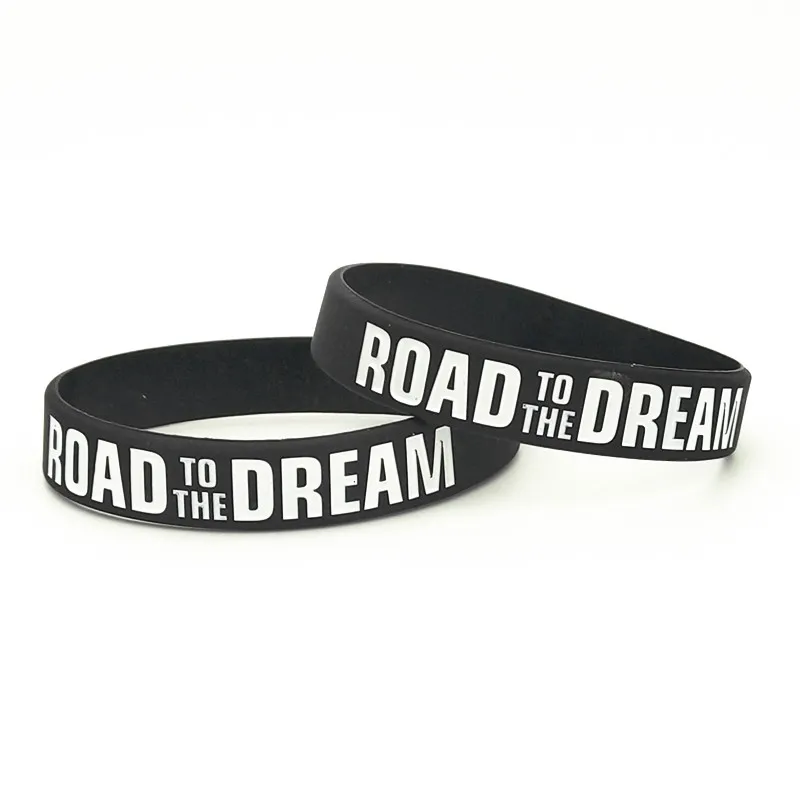 Road to the Dream Rubber Silicone Bracelets&Bangles silicone wristband Ink Filled Letter Women Men Bracelet Rubber Wrstband Gifts SH307 1PC