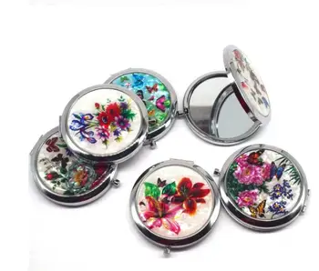 

1pcs Mini Makeup Compact Pocket Mirror Flower Butterfly Metal Portable Two-side Folding Makeup Mirror Vintage Cosmetic Mirrors