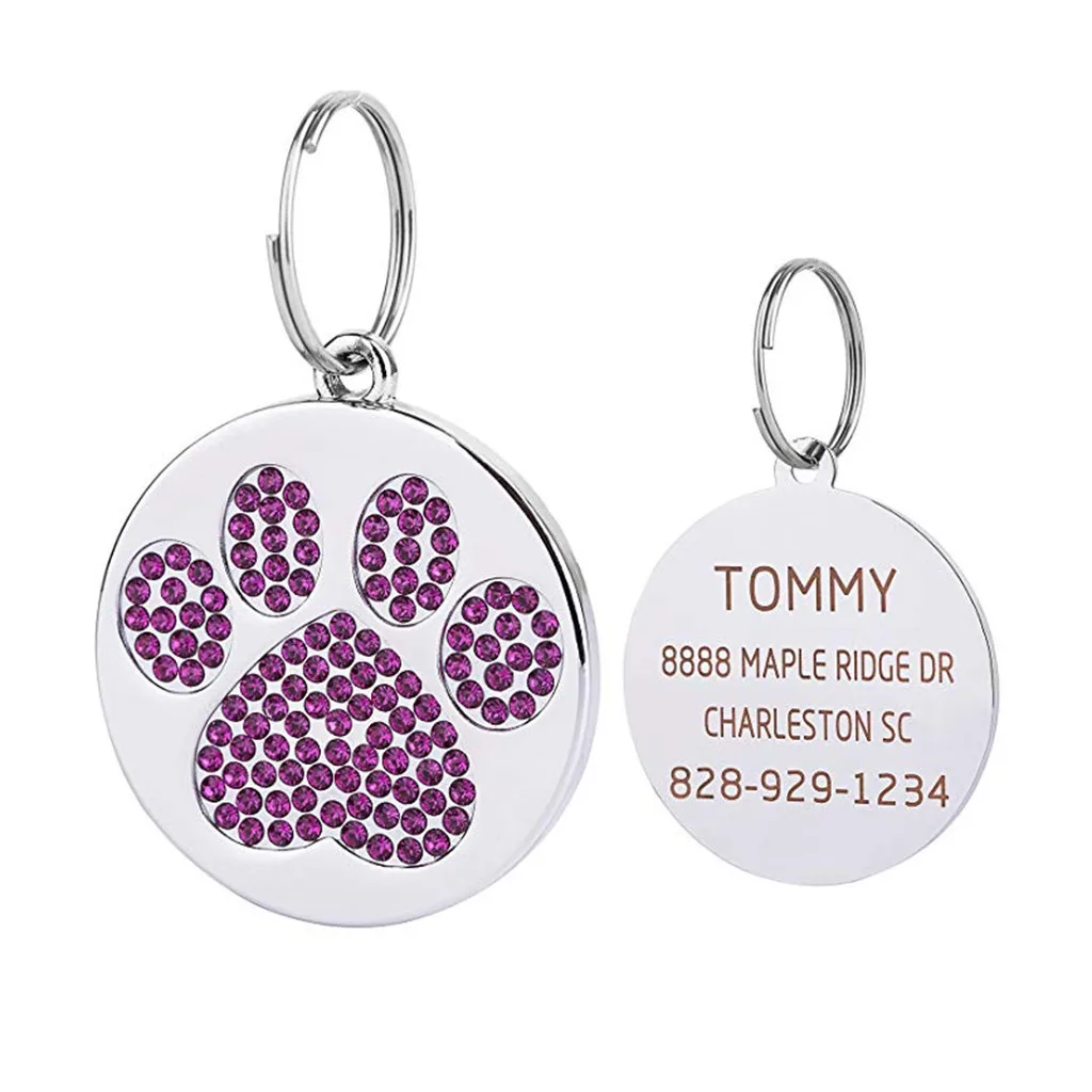 Дропшиппинг милый мини больше алмазов лапа собака кошка кличка теги Pet Jewelry цепочки и ожерелья