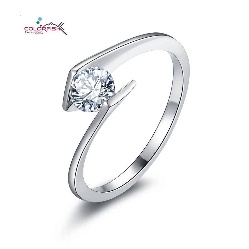 2016 Elegant Simple Tension Mount Round 0 47 Ct Simulated Diamond 2016 Elegant Simple Tension Mount Round 0 47 Ct Simulated Diamond Wedding Anniversary Ring 925 Silver Solitaire Engagement In Rings From Jewelry