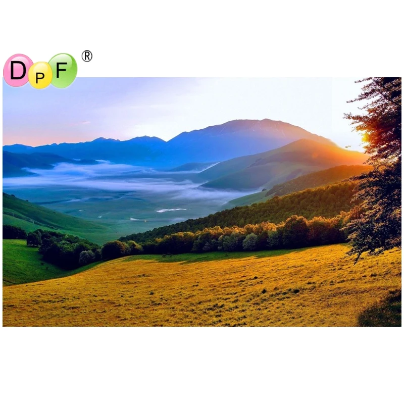 

DPF 5D DIY Diamond painting crystal Scenic slope 3D cross stitch pattern diamond embroidery Rhinestone Home Decor wall painting