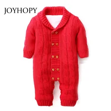 JOYHOPY/толстые теплые детские комбинезоны; зимняя одежда для новорожденных мальчиков и девочек; вязаный свитер; комбинезон для детей; Верхняя одежда для малышей