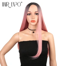 Волосы Экспо город косплей парик синтетические волосы длинные прямые средняя часть леди ежедневно парик розовый парик вечерние парики для женщин