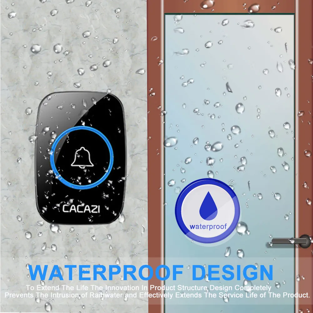 1pc Waterproof Home Wireless Doorbell Smart LED Light Calling Bell Remote Control Button Music Digital Door Bell US EU UK Plug 1pc Waterproof Home Wireless Doorbell Smart LED Light Calling Bell Remote Control Button Music Digital Door Bell US EU UK Plug