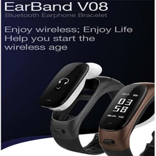 V08 беспроводные Bluetooth наушники смарт-браслет 2 в 1 ушной браслет умный браслет пульсометр Монитор артериального давления
