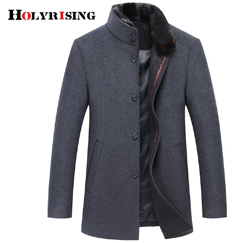 Holyrising, мужские шерстяные пальто, Casaco Masculino Inverno, на одной пуговице, мужское пальто, ветрозащитная Мужская одежда, тонкие пальто для мужчин, 18519-5 - Цвет: Gray