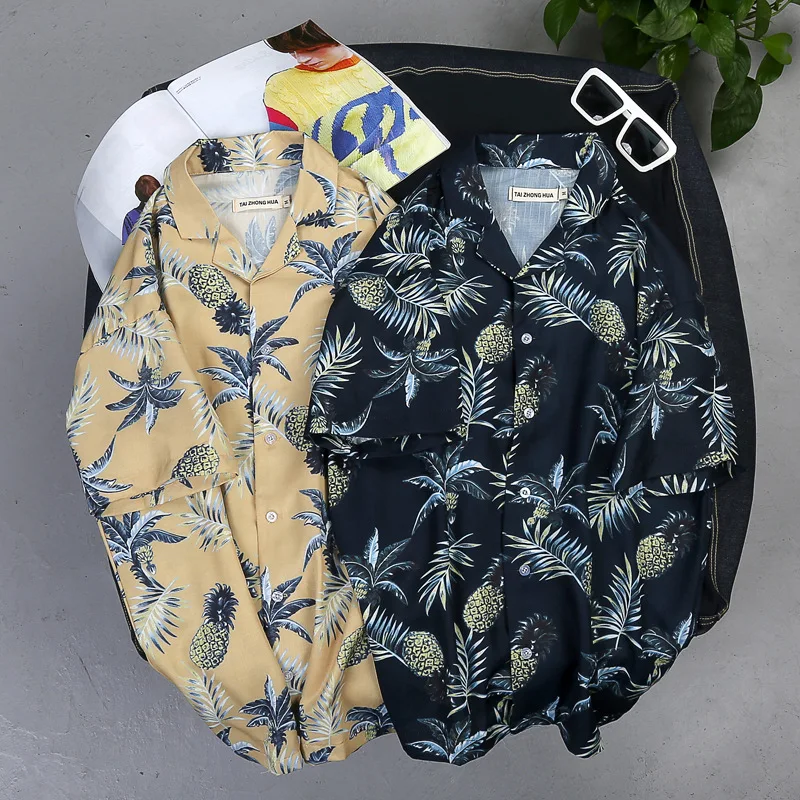 Ulzzang short tshirt pajamas wind student Harajuku T-shirt loose beach thin section Streetwear T shirt men and women WGTX35