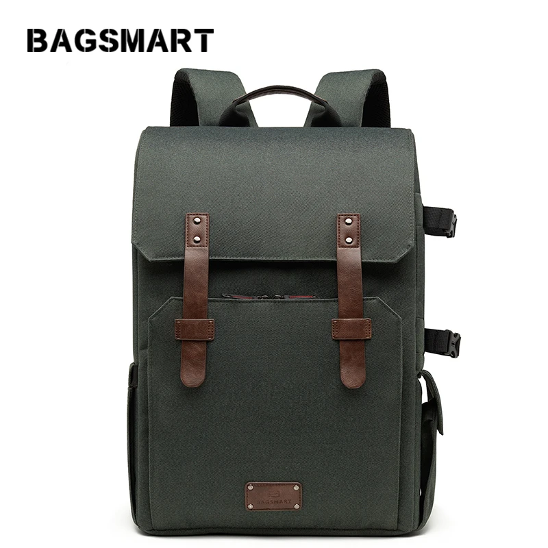 BAGSMART 15.6'' Laptop School Bag Waterproof Camera Backpack for SLR/DSLR Cameras With Rain Cover
