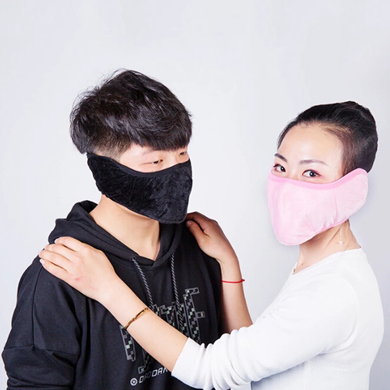 1PC Cotton Fabric Anti Dust Pollution Masks With Earmuffs Mouth Mask Keep Warm Mouth Face Mask For Man Woman