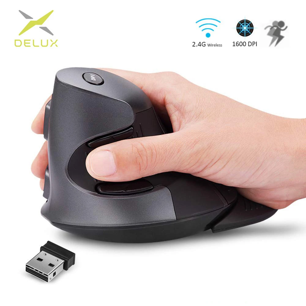 Delux M618GX Ergonomic Office Vertical Mouse 6 Buttons 600/1000/1600
