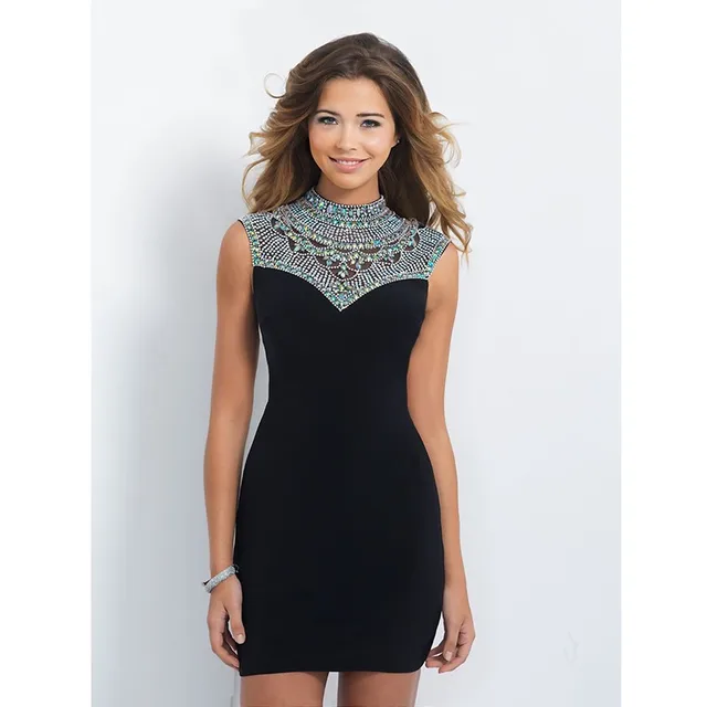 high collar cocktail dress